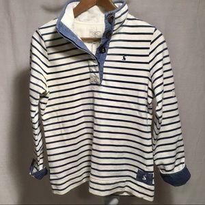 Mariners Grade Joules white and blue striped top.